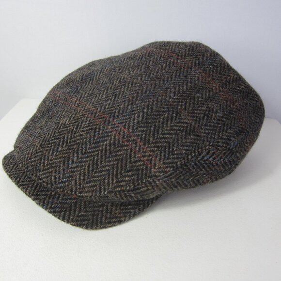 NEW Wigens 7 5/8" NWT Harris Tweed Newsboy Brown Herringbone Size 61 Insulated - Picture 4 of 14